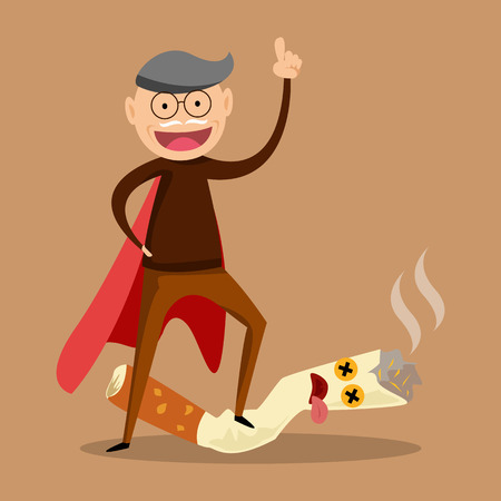Stop smoking concept , the man success to stop smoking . vector illustration design.のイラスト素材