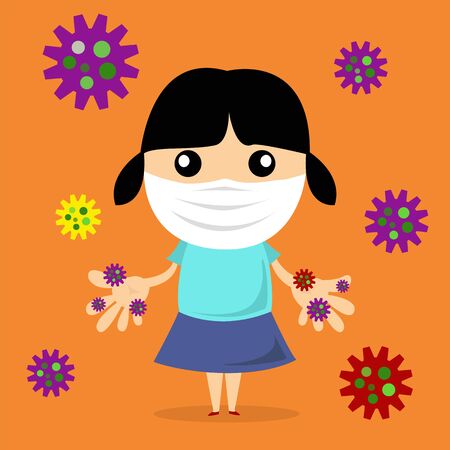 people with hygienic mask for protection air pollution and influenza virusのイラスト素材
