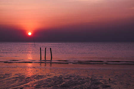 sunset view on the beach. relaxation time on vacation conceptの写真素材