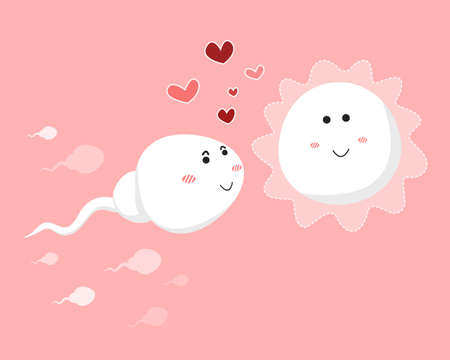 sperm and egg cartoon character. vector illustration.のイラスト素材