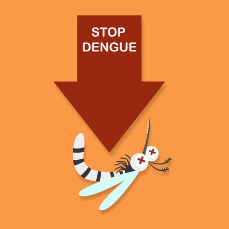 stop dengue fever, mosquito carrier of dengue virus, zika virus, malaria. mosquitoes control concept.のイラスト素材
