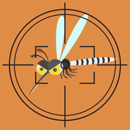 mosquito carrier of dengue virus, zika virus, malaria. mosquitoes control concept. vector illustrationのイラスト素材