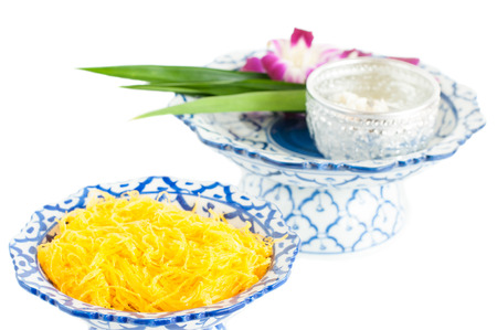 Kanom Foythong a traditional Thai dessertの写真素材