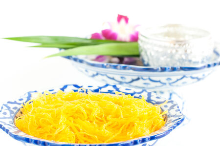 Kanom Foythong a traditional Thai dessertの写真素材