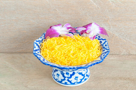 Kanom Foythong a traditional Thai dessertの写真素材