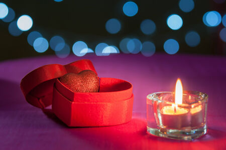 heart in a red gift box の写真素材