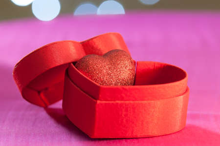 heart in a red gift box の写真素材