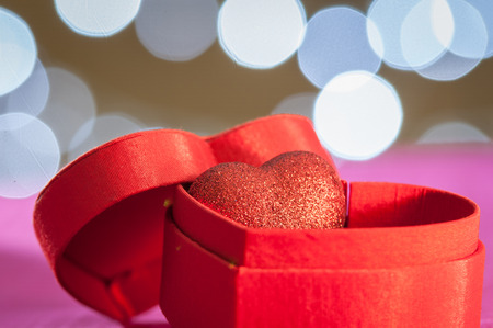 heart in a red gift box の写真素材