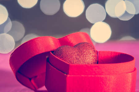 heart in a red gift box の写真素材