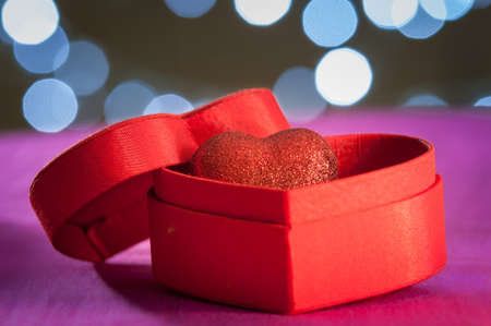 heart in a red gift box の写真素材