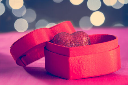 heart in a red gift box の写真素材