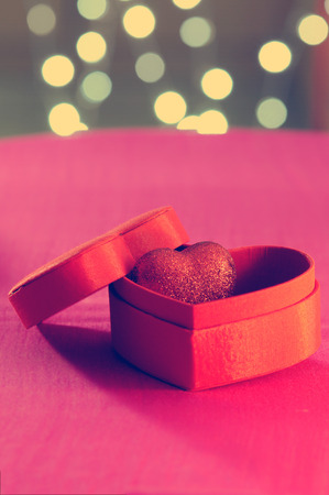 heart in a red gift box の写真素材