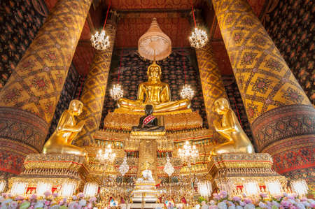beautiful buddha image in phra ubosot at Wat Hong Rattanaram Ratchaworawiharn, Bangkok Yai, Bangkok,...