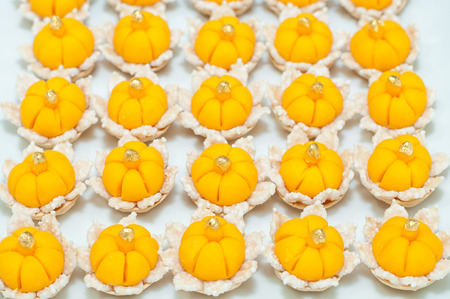 JaMongkut is a kind of crown-like yellow pastry mainly made of yolk and sugarの写真素材