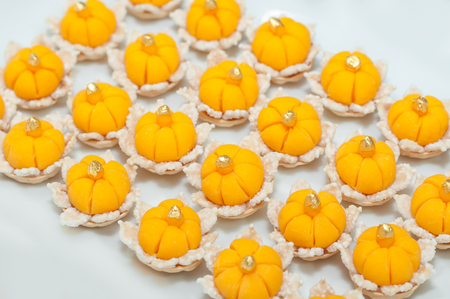 JaMongkut is a kind of crown-like yellow pastry mainly made of yolk and sugarの写真素材