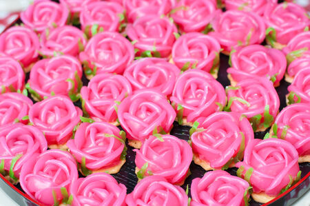 Kanom gulap chawwang applied thai dessert like a roseの写真素材