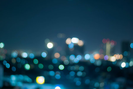 defocused abstract city night lights backgroundの写真素材