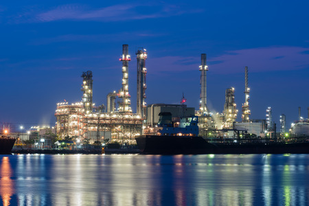 oil and gas refinery petrochemical factory at twilight