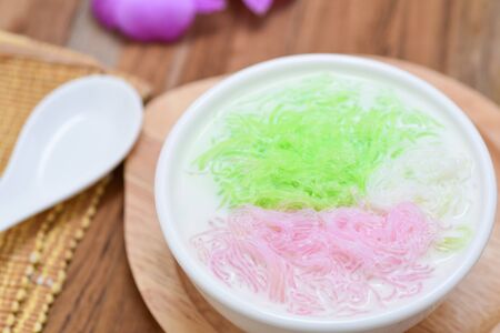 sarim, sweet-noodles in coconut milk syrup (thailand dessert)の写真素材