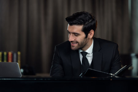 Portrait of young handsome confident businessman, business conceptの写真素材