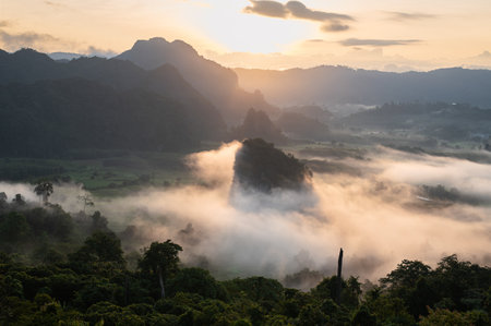 Beautiful Mountain View of Phu Langka National Park, Phayao Province, Thailand