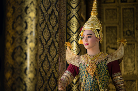 Pantomime (Khon) is traditional Thai classic masked play enacting scenes from the Ramakien...