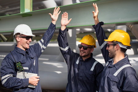 Refinery industry, engineer working in industrial production, oil and gas refinery plant industry factory, Petrochemical plantの写真素材