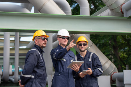 Refinery industry, engineer working in industrial production, oil and gas refinery plant industry factory, Petrochemical plantの写真素材
