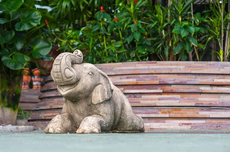 Luxury Outdoor garden and an Elephant sculpture Feature at a Thai Spa Resortの写真素材