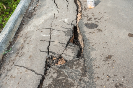 Abandoned and crack road in Thailand の写真素材