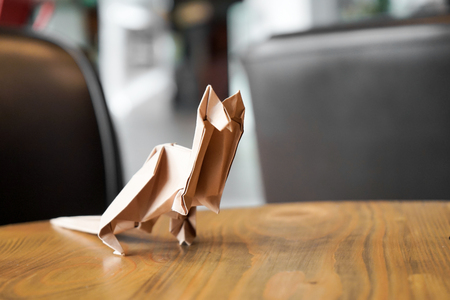 brown kangaroo paper folding origami, decorates in restaurant, coffee shopの写真素材