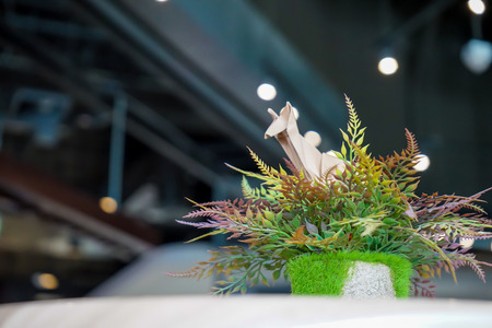 brown kangaroo paper folding origami, decorates in restaurant, coffee shopの写真素材