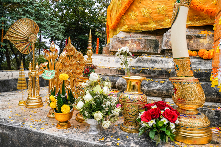 the sacrifice objects for Thai sacrifice religion event, in the north of Thailand.の写真素材