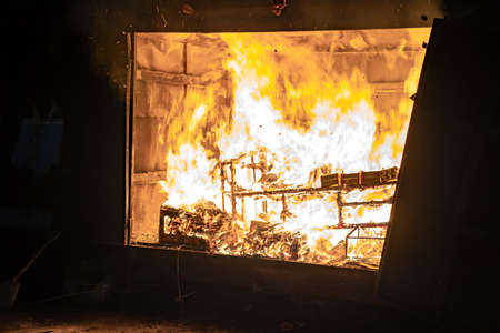 Burned gold, money, furniture, home, maid, car, others in Chinese funeral ceremony.