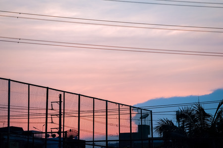 twilight sky over the football field