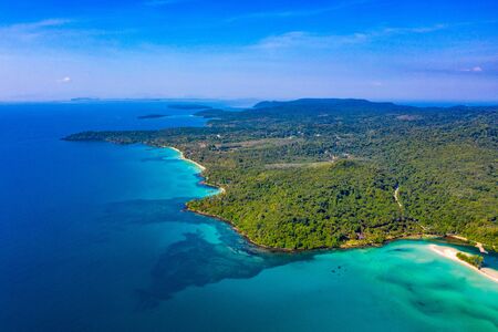 Blue sky and turqouise sea ocean at Koh Kood East of Thailand Island.