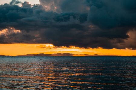 Amazing Twilight Sea and beach on Munnok Island, Thailand.の写真素材