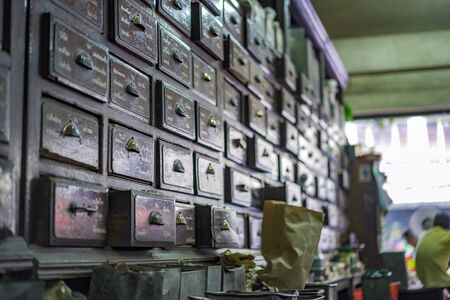 BANGKOK, THAILAND - 15 Nov, 2018: The Environment of Local Vintage Thai Herb shop that prepare for the custormer to buy.のeditorial素材