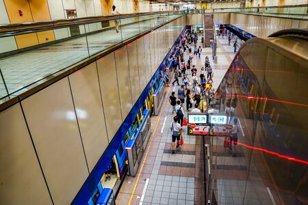 Taipei, TAIWAN - 2 Oct, 2017: The Passengers walking around for a transportation platform in the...