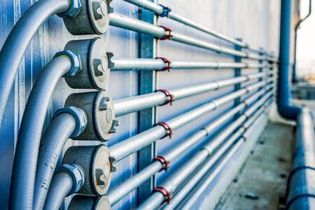 Industrial steel tube at the rooftop buildingの写真素材