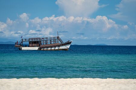 Ship on the sea waiting Tourists from Island to land., Thailand.の写真素材