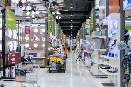 Samut Prakan, Thailand - 11 Jan 2020: Inside Homepro (deparment store) at Mega Bangna branch with local people walk and shop around inside it. Samut Prakan, Thailand.のeditorial素材
