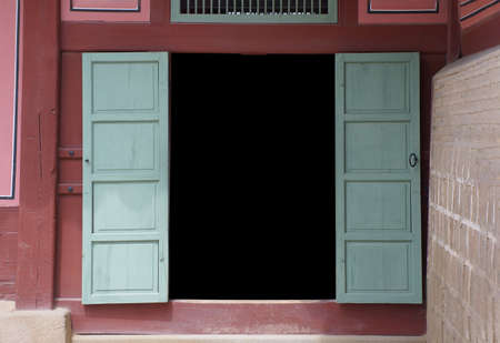 Korea Classic and Vintage old terrace with window and door in the palace. It's created by wood and...