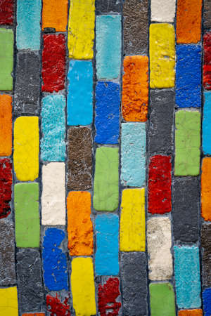 retro classic painted colourful arts brick pattern on the wall