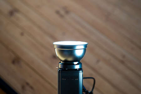 spotlight led is hung on to wood ceiling in the event room.の写真素材