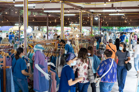 Chiang Mai, Thailand - 18 Oct 2020, The environment of JingJai Market, the creative Art and Craft handmade product, Fashion Zone in Chiang Mai province, North of Thailand.のeditorial素材