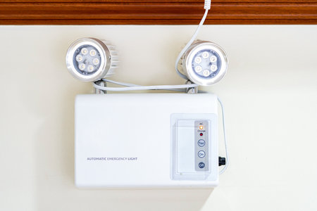 Automatic EMERGENCY LIGHT in hospital is charging and power pluging on the wall that ready to use...