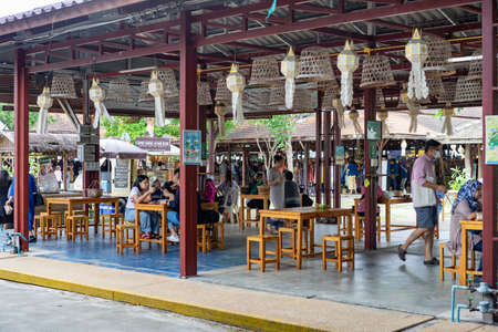 Chiang Mai, Thailand - 18 Oct 2020, The environment of JingJai Market, the creative Art and Craft handmade product, Food Zone in Chiang Mai province, North of Thailand.のeditorial素材