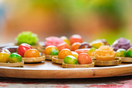 LookChoop is a Fruit Shaped Mung Beans, Thai sweet applied vintage and modern shape.の写真素材