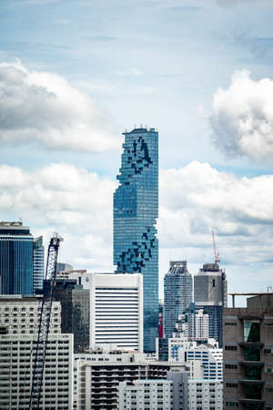 Bangkok, Thailand - 26 Aug 2021, King Power Mahanakhon, it was opened in Dec 2016, is a mixed-use skyscraper in Silom Sathon central business district of Bangkok, Thailand.のeditorial素材